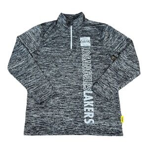 Los Angeles Lakers Shirt Mens Medium Black Heather 1/4 Zip Long Sleeve NBA